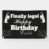 Elegant zwart eindelijk legaal 21e verjaardag bann spandoek (Horizontaal)