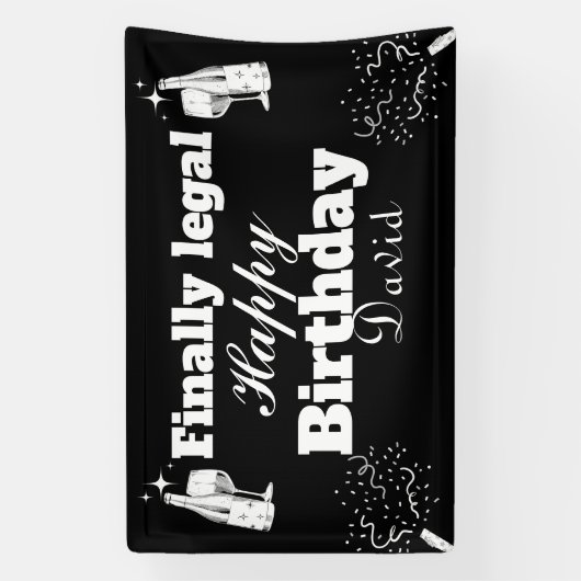 Elegant zwart eindelijk legaal 21e verjaardag bann spandoek (Verticaal)