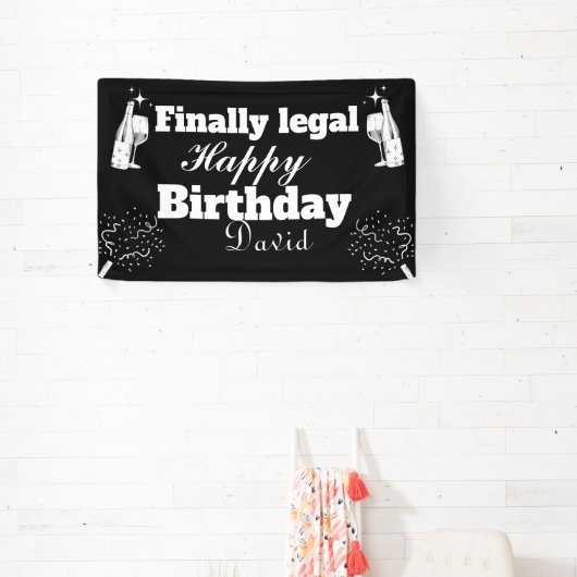 Elegant zwart eindelijk legaal 21e verjaardag bann spandoek (Insitu)