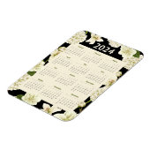 Elegant Zwart en Beige Bloemen 2024 Jaar Kalender Magneet (Linkerzijde)