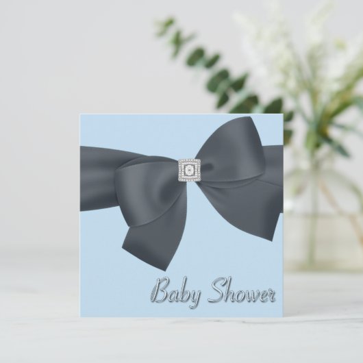 Elegant zwart en blauw Baby shower Kaart (Staand voorkant)