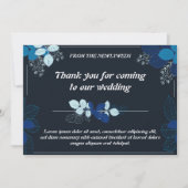 Elegant zwart en blauw bruiloft bedankkaart (Voorkant)