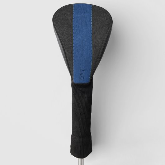 Elegant  zwart en blauw gelekt leder golfheadcover (Voorkant)