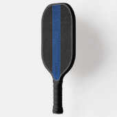 Elegant  zwart en blauw gelekt leder pickleball paddle (Links)