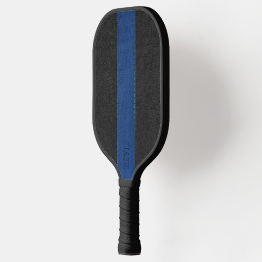 Elegant  zwart en blauw gelekt leder pickleball paddle (Links)