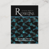 Elegant zwart en blauw geometrisch juweel beeldsch visitekaartje (Voorkant)