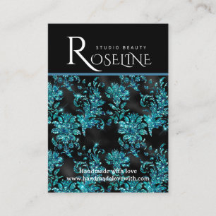 Elegant zwart en blauw geometrisch juweel beeldsch visitekaartje