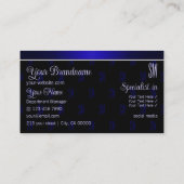 Elegant zwart en blauw met Initialen Professional Visitekaartje (Achterkant)