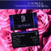 Elegant zwart en blauw met Initialen Professional Visitekaartje