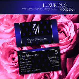 Elegant zwart en blauw met Initialen Professional Visitekaartje