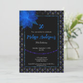 Elegant Zwart en Blauw Verjaardag Kaart (Staand voorkant)