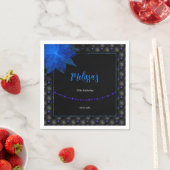 Elegant Zwart en Blauw Verjaardag Servet (Insitu)