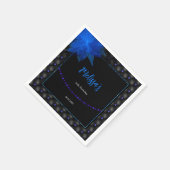 Elegant Zwart en Blauw Verjaardag Servet (Hoek)