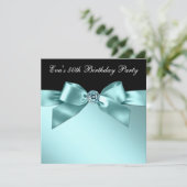 Elegant zwart en Blauwgroen blauw 50e verjaardagsf Kaart (Staand voorkant)