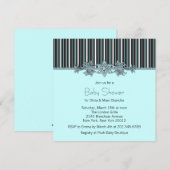 Elegant zwart en Blauwgroen Blue Stripe Baby showe Kaart (Voorkant / Achterkant)