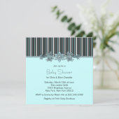 Elegant zwart en Blauwgroen Blue Stripe Baby showe Kaart (Staand voorkant)