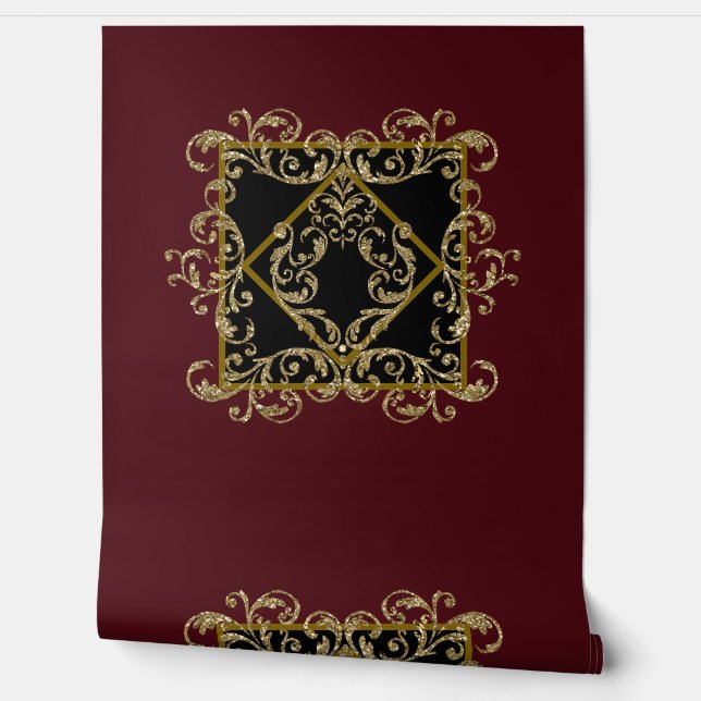 Elegant zwart en bordeauxrood behang (Afrollen)