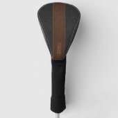 Elegant  zwart en bruin gelekt leder golfheadcover (Voorkant)