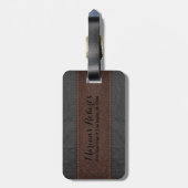 Elegant zwart en bruin  leder bagagelabel (Achterkant verticaal)