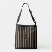 Elegant zwart en bruin, verticaal gestreept crossbody tas (Achterkant)
