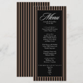 Elegant Zwart en Bruin Verticale Strepen Bruiloft Menu (Voorkant / Achterkant)