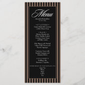 Elegant Zwart en Bruin Verticale Strepen Bruiloft Menu (Voorkant)