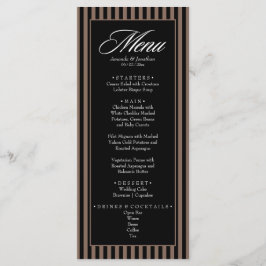 Elegant Zwart en Bruin Verticale Strepen Bruiloft Menu
