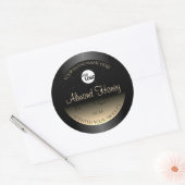 Elegant zwart en crèmeetiket Glitter Logo Ronde Sticker (Envelop)