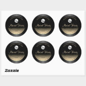 Elegant zwart en crèmeetiket Glitter Logo Ronde Sticker (Vel)