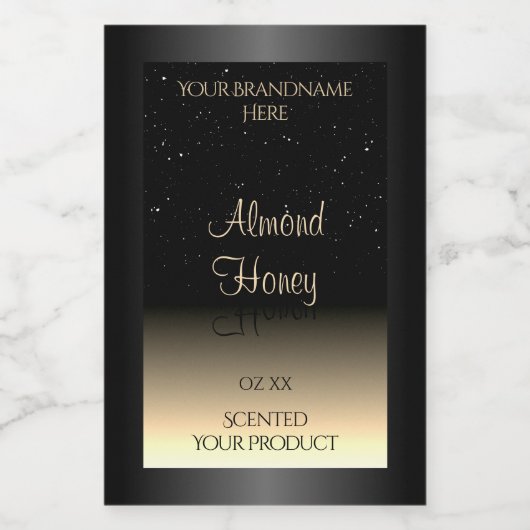 Elegant zwart en crèmeetiket zacht glitter voedselcontainer etiket (Enkel label)