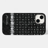 Elegant zwart en diamant faux glitter monogram Case-Mate iPhone case (Achterkant (horizontaal))