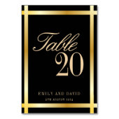 Elegant Zwart en Dikke Gouden Grenzen Bruiloft Kaart (Voorkant)