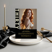 Elegant zwart en echt goud folie 30e verjaardag fo folie uitnodiging