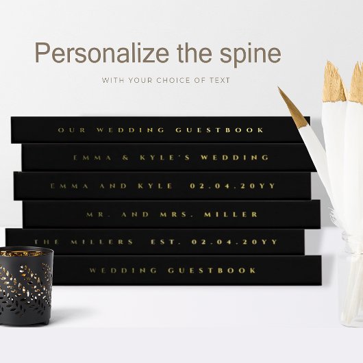 Elegant zwart en echte Folie monogram bruiloft Gastenboek