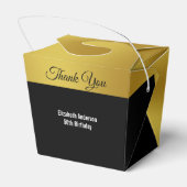 Elegant Zwart en Faux Gold Verjaardag Bedankdoosjes (Achterkant)