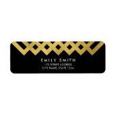 Elegant Zwart en Faux Goud Geometrisch Adres Etiket (Voorkant)