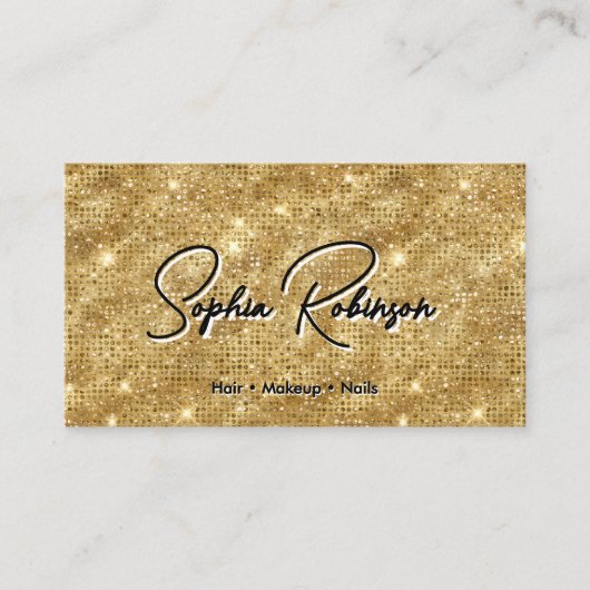 Elegant zwart en faux goud glitter Visitekaartje (Voorkant)