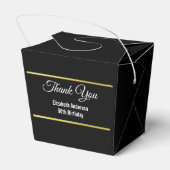 Elegant Zwart en Faux Goud Verjaardag Dank u Bedankdoosjes (Achterkant)