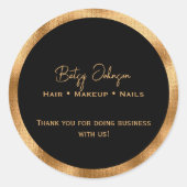 Elegant zwart en faux goudfolie Dank u Sticker (Voorkant)