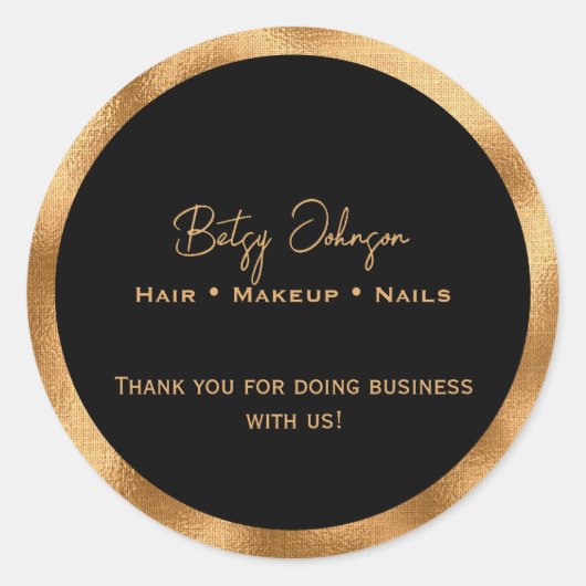 Elegant zwart en faux goudfolie Dank u Sticker (Voorkant)