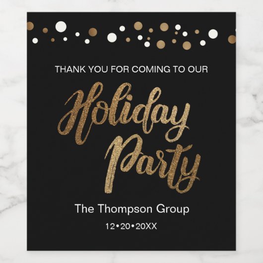 Elegant Zwart en Gedrukt Goud Gepersonaliseerd Wijn Etiket (Enkel label)