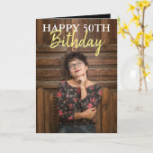 Elegant zwart en geel foto zuster 50ste verjaardag kaart (Gele Bloem)