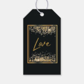 Elegant zwart en glanzend goud Coppertone Liefde Cadeaulabel (Voorkant)