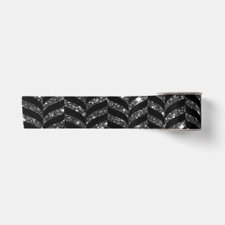 Elegant zwart en glitter look chevron print satijnen lint