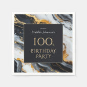 Elegant zwart en goud 100ste verjaardagsfeest servet (Voorkant)