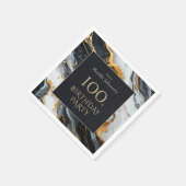 Elegant zwart en goud 100ste verjaardagsfeest servet (Hoek)