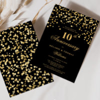 Elegant zwart en goud 10e bruiloft Jubileum
