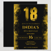Elegant zwart en goud 18e verjaardagsfeestje kaart (Voorkant / Achterkant)