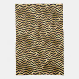 Elegant Zwart en Goud 1920s Art Deco Vintage Theedoek
