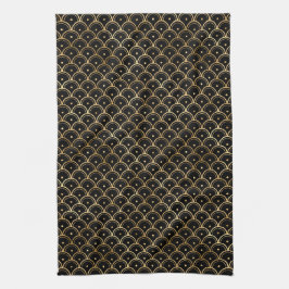 Elegant Zwart en Goud 1920s Art Deco Vintage Theedoek